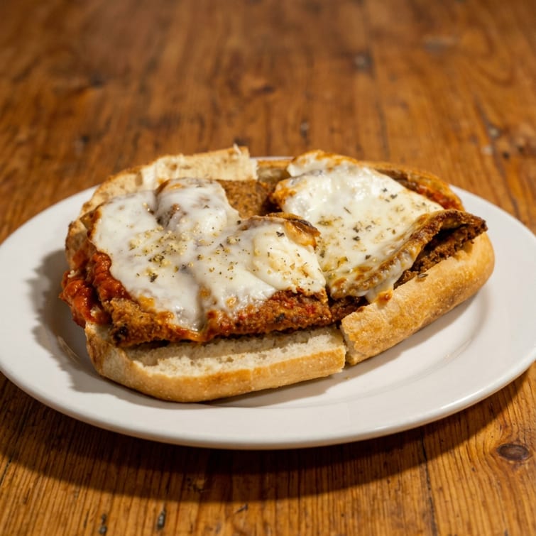 Eggplant Parmigiana Sandwich.