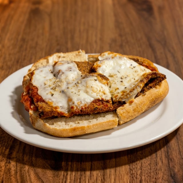 Eggplant Parmigiana Sandwich.