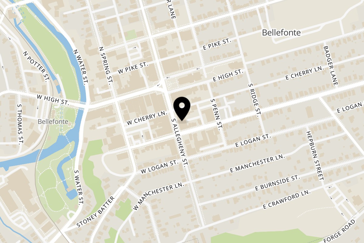 Map showing the location of Mamma Lucrezia's Pizzeria & Italian Restaurant on 136 S Allegheny St in Bellefonte